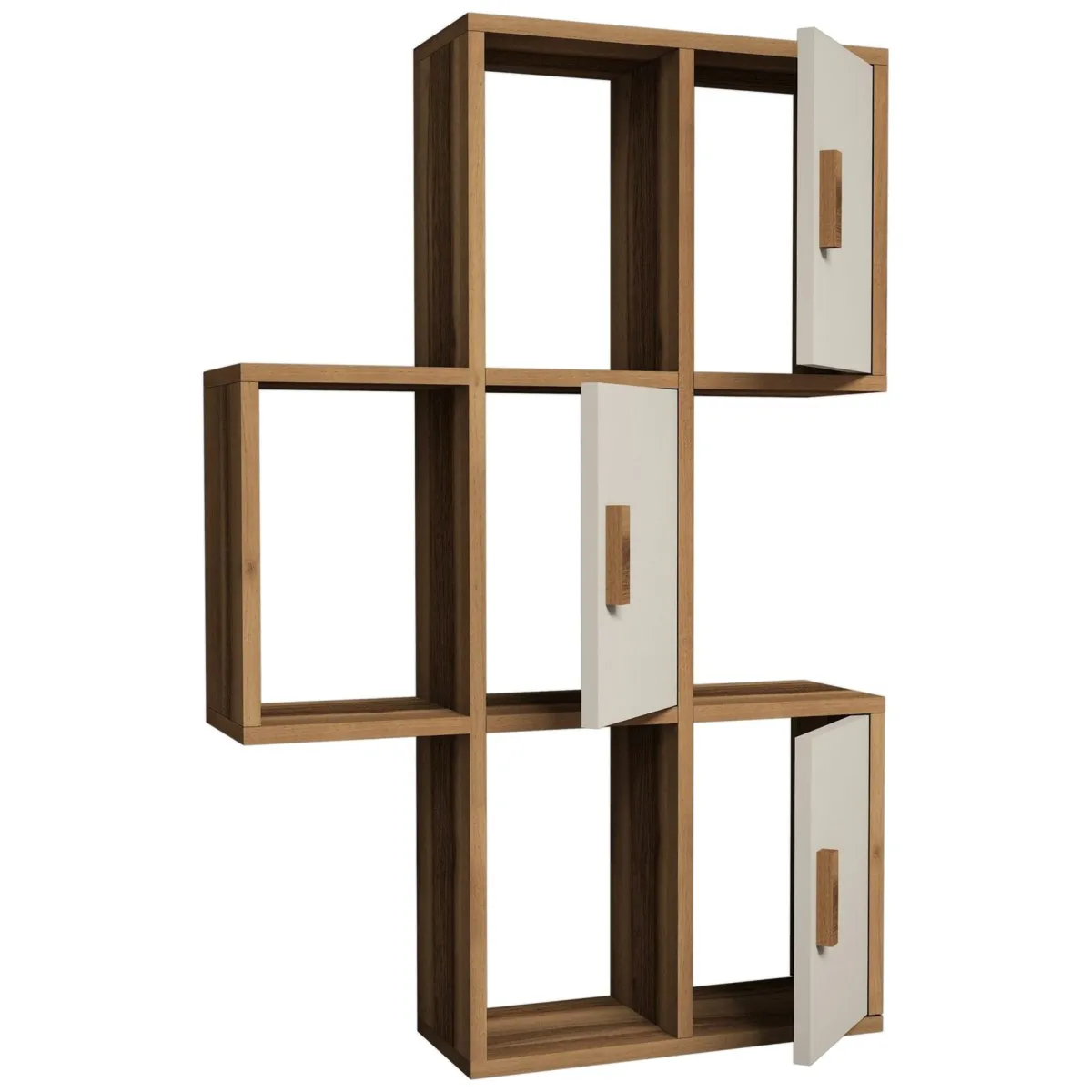 Mensole > Dmora Mensola Marrone Noce Bianco Crema 7 Ripiani Colore Struttura Bianco 50x20x113h cm, Sfumatura Colore Struttura Noce - Carzano Bianco Crema, Marrone Noce