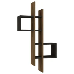 Mensola Marrone Noce Nero Antracite 7 Ripiani Colore Struttura Nero 54x20x108h cm, Sfumatura Colore Struttura Noce - Modugno