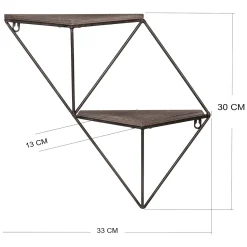 Mensole > Dmora Mensola Marrone Noce Nero 2 Ripiani in Legno di Abete 33x13x30h cm, Colore Struttura Nero - Cassola Nero, Marrone Noce