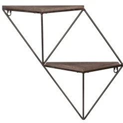 Mensole > Dmora Mensola Marrone Noce Nero 2 Ripiani in Legno di Abete 33x13x30h cm, Colore Struttura Nero - Cassola Nero, Marrone Noce