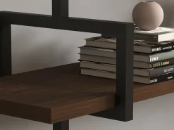 Mensole > Dmora Mensola Marrone Noce Nero 3 Ripiani in Legno di Abete 45x13x34h cm, Colore Struttura Nero - Caccuri Nero, Marrone Noce