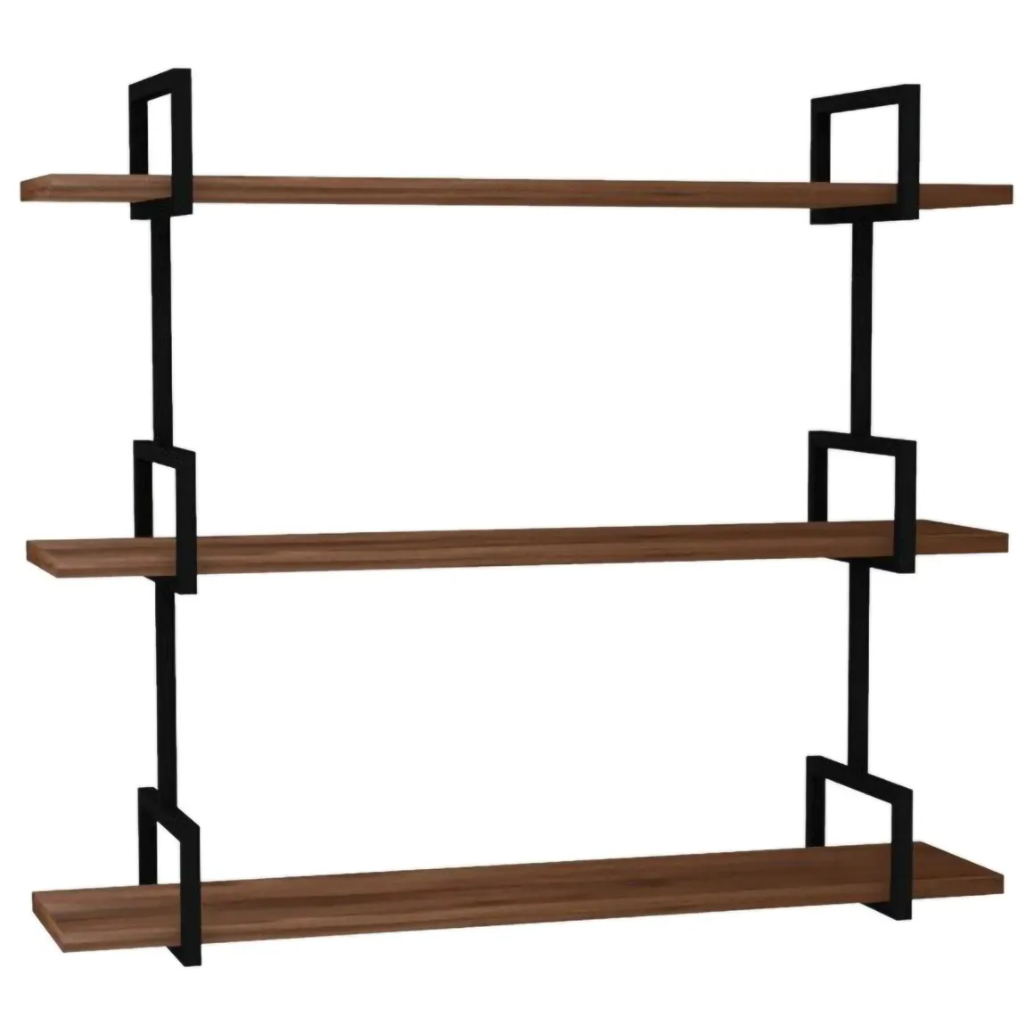 Mensole > Dmora Mensola Marrone Noce Nero 3 Ripiani in Legno di Abete 45x13x34h cm, Colore Struttura Nero - Caccuri Nero, Marrone Noce