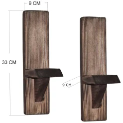 Mensola Marrone Noce 2 Ripiani Fatto a Mano, in Legno di Abete 33x9x9h cm, Sfumatura Colore Struttura Noce - Seveso