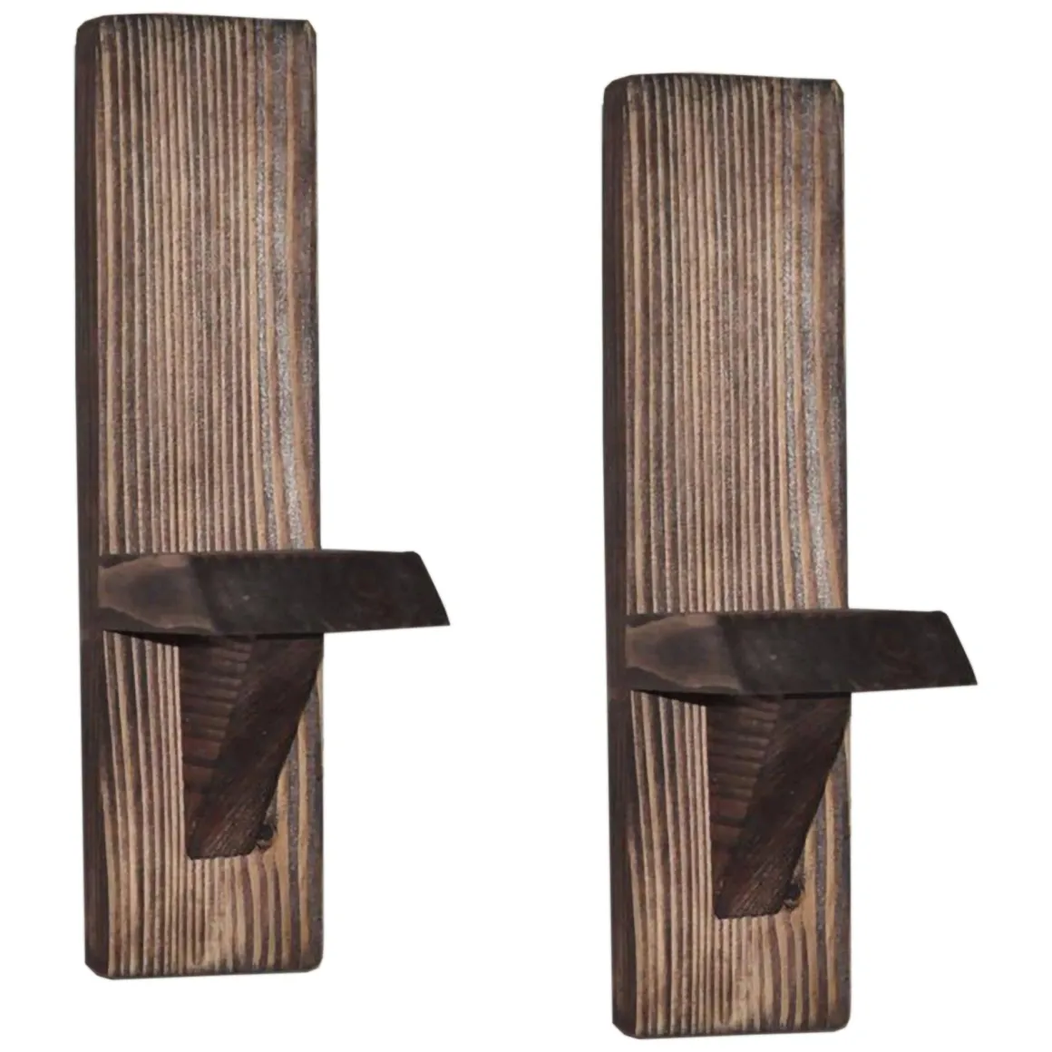 Mensola Marrone Noce 2 Ripiani Fatto a Mano, in Legno di Abete 33x9x9h cm, Sfumatura Colore Struttura Noce - Seveso