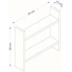 Mensola Marrone Noce 2 Ripiani Sfumatura Colore Struttura Noce 34x10x30h cm, - Morfasso