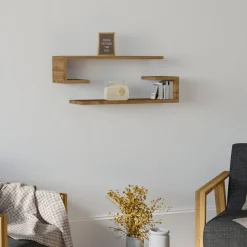Mensole > Dmora Mensola 3 Ripiani Fatto a Mano, in Legno di Abete 40x14x110h cm, Sfumatura Colore Struttura Noce - Corio Marrone Noce