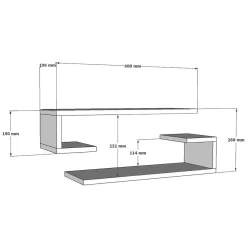 Mensola Marrone Noce 2 Ripiani set da 2 Mensole 60x20x15h cm, Sfumatura Colore Struttura Noce - Siligo