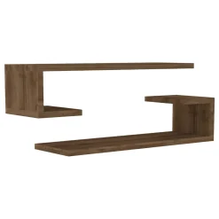 Mensola Marrone Noce 2 Ripiani set da 2 Mensole 60x20x15h cm, Sfumatura Colore Struttura Noce - Siligo