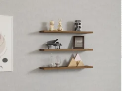 Mensola Marrone Noce 3 Ripiani set da 3 60x15x2h cm, Sfumatura Colore Struttura Noce - Meina
