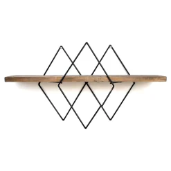 Mensola Marrone Noce Scuro Nero un Ripiano in Legno di Abete 41x15x32h cm, Colore Struttura Nero - Cadeo