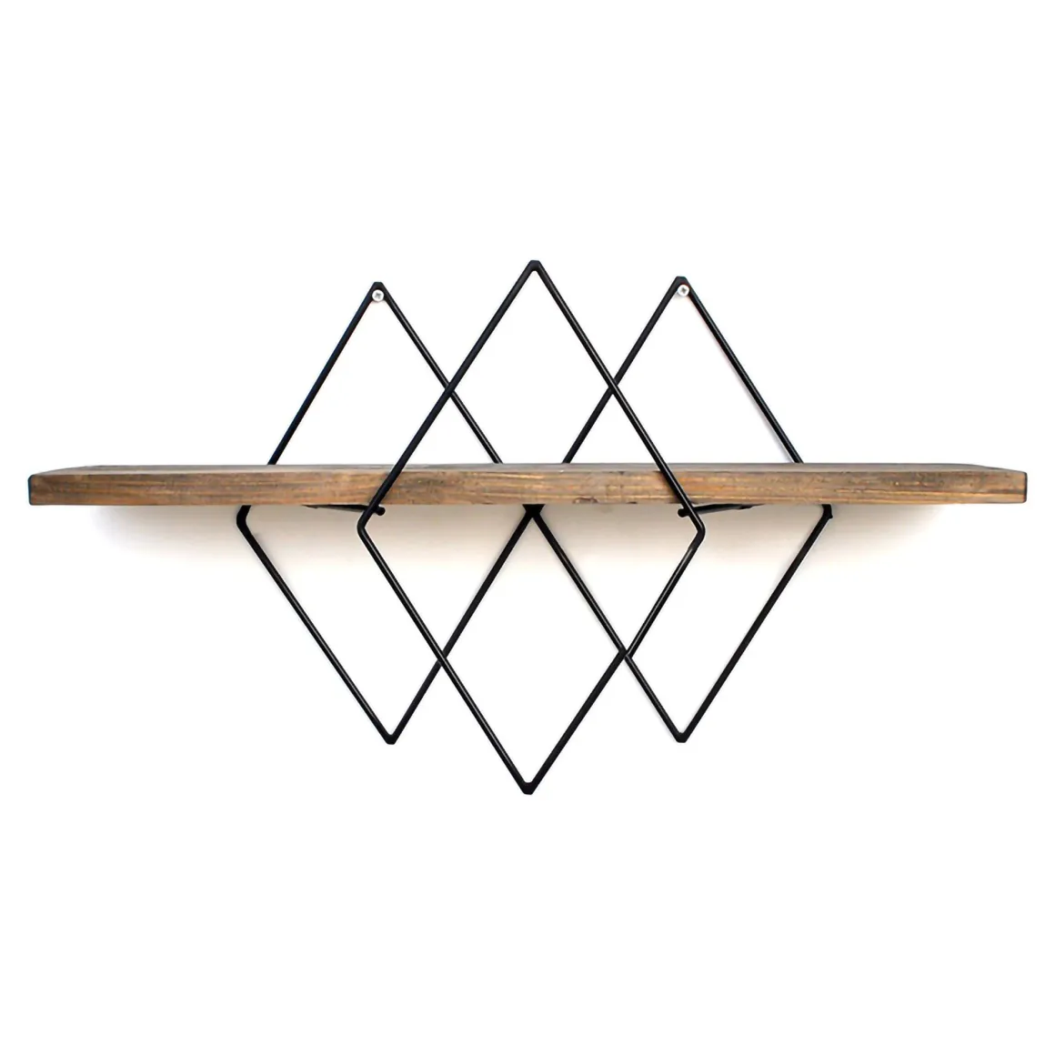 Mensola Marrone Noce Scuro Nero un Ripiano in Legno di Abete 41x15x32h cm, Colore Struttura Nero - Cadeo