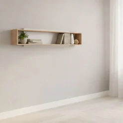 Mensola Marrone Rovere Grigio Tortora 2 Ripiani 150.5x19.5x31.5h cm, Portata Ripiani 5 - Valdieri