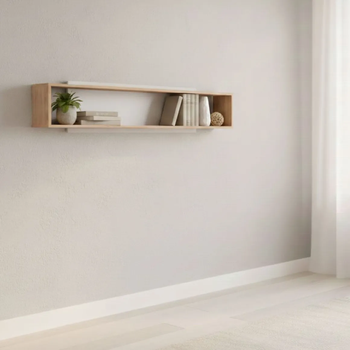 Mensola Marrone Rovere Grigio Tortora 2 Ripiani 150.5x19.5x31.5h cm, Portata Ripiani 5 - Valdieri