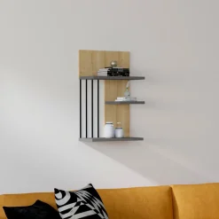 Mensole > Dmora Mensola Marrone Rovere Nero Antracite 3 Ripiani Colore Struttura Nero 40x21x60h cm, Sfumatura Colore Struttura Rovere - Pensilis Nero Antracite, Marrone Rovere