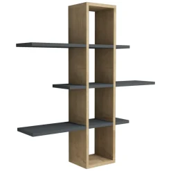 Mensole > Dmora Mensola Marrone Rovere Nero Antracite 4 Ripiani Colore Struttura Nero 120x20x25h cm, Sfumatura Colore Struttura Rovere - Nureci Nero Antracite, Marrone Rovere