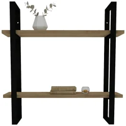 Mensole > Dmora Mensola Marrone Rovere Nero 2 Ripiani set da 2 Mensole 40x15x2h cm, Colore Struttura Nero - Tarvisio Nero, Marrone Rovere