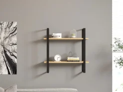 Mensole > Dmora Mensola Marrone Rovere Nero 2 Ripiani set da 2 Mensole 40x15x2h cm, Colore Struttura Nero - Tarvisio Nero, Marrone Rovere