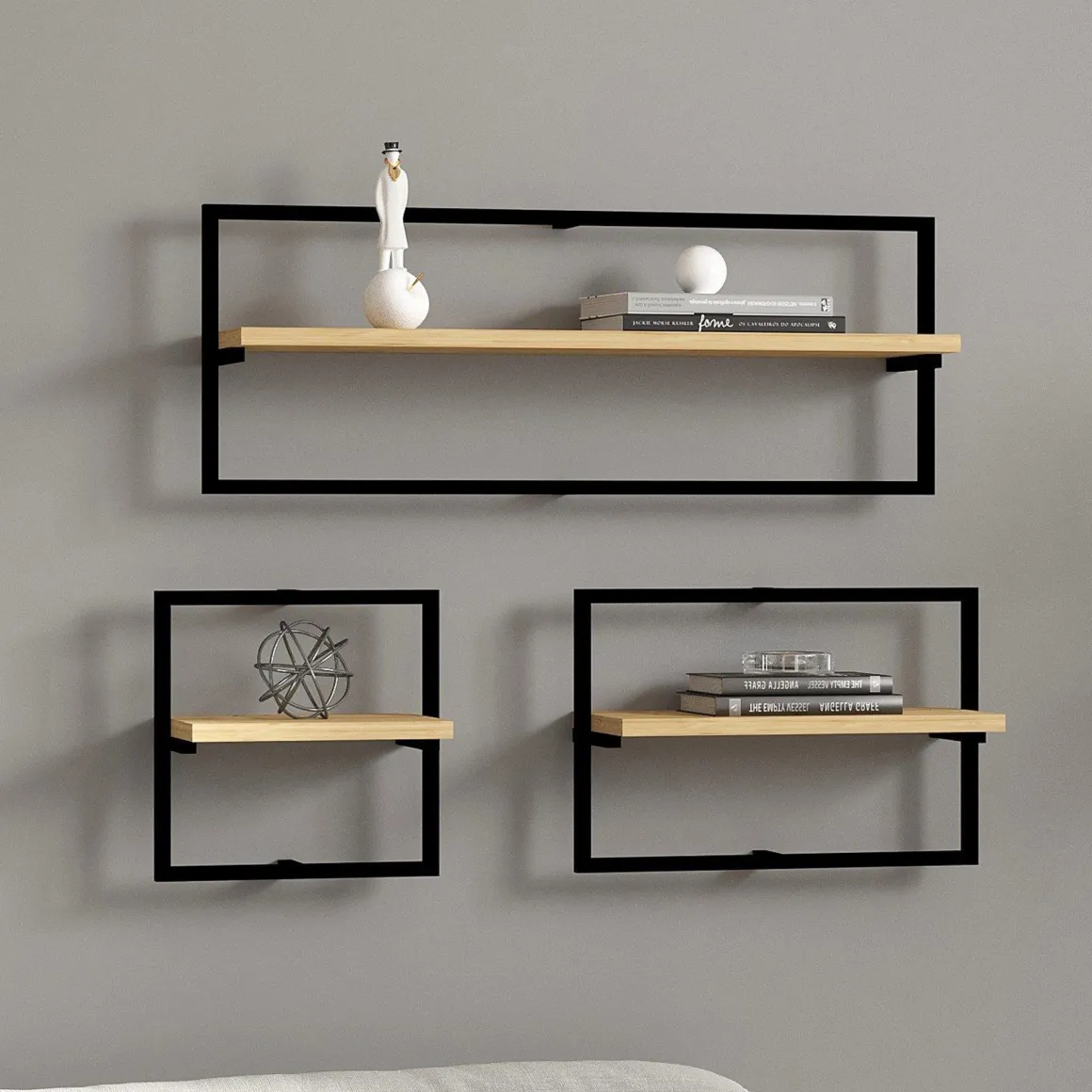 Mensole > Dmora Mensola Marrone Rovere Nero 4 Ripiani Colore Struttura Nero 70x15x120h cm, Materiale Struttura in Metallo - Oderzo Nero, Marrone Rovere