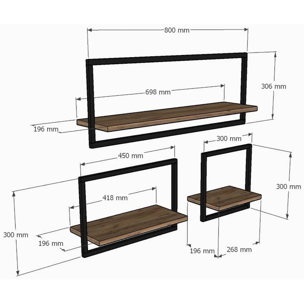 Mensole > Dmora Mensola Marrone Rovere Nero 4 Ripiani Colore Struttura Nero 70x15x120h cm, Materiale Struttura in Metallo - Oderzo Nero, Marrone Rovere