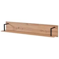Mensole > Dmora Mensola Marrone Rovere Nodi Nero un Ripiano 137.5x21x24h cm, Portata Ripiani 5 - Oriolo Nero, Marrone Rovere Nodi