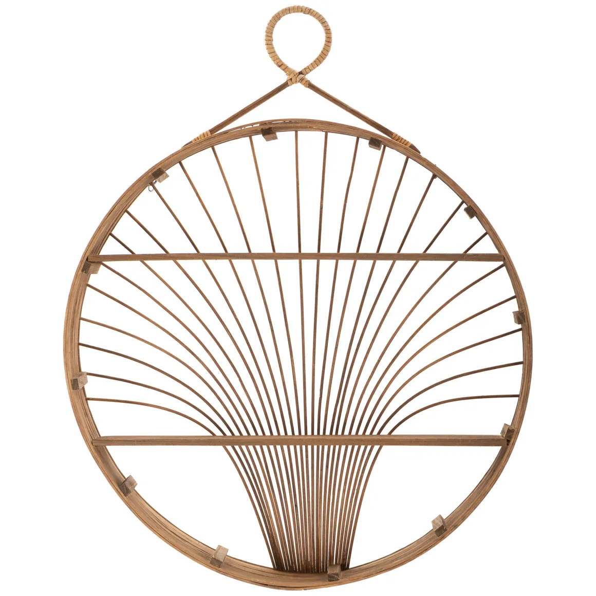 Mensola Marrone Rovere 2 Ripiani Finiture in Rattan 61x11x76h cm, Sfumatura Colore Struttura Rovere - Dalitasa