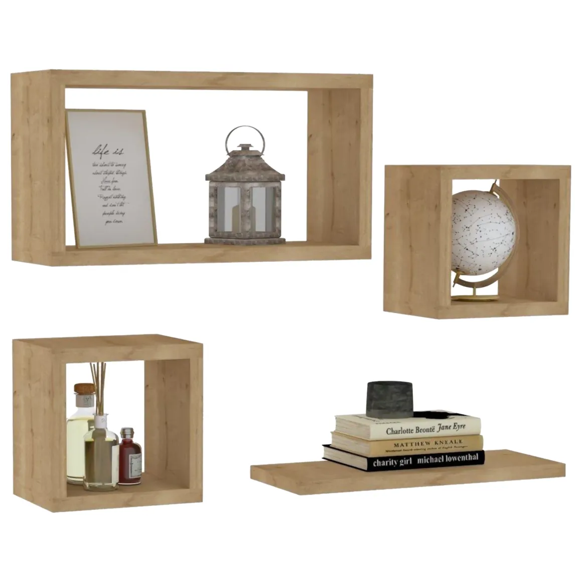 Mensola Marrone Rovere 4 Ripiani Modulabile 24x15x44h cm, Sfumatura Colore Struttura Rovere - Subbiano