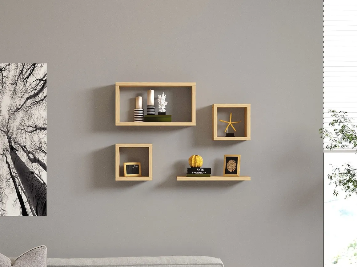 Mensola Marrone Rovere 4 Ripiani Modulabile 24x15x44h cm, Sfumatura Colore Struttura Rovere - Subbiano