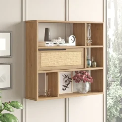 Mensole > Dmora Mensola 5 Ripiani Fatto a Mano, in Legno di Abete 40x10x37h cm, Sfumatura Colore Struttura Rovere - Montauro Marrone Rovere
