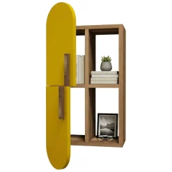 Mensola muro 22x35cm noce e gialla - Nesat