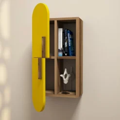 Mensola muro 22x35cm noce e gialla - Nesat