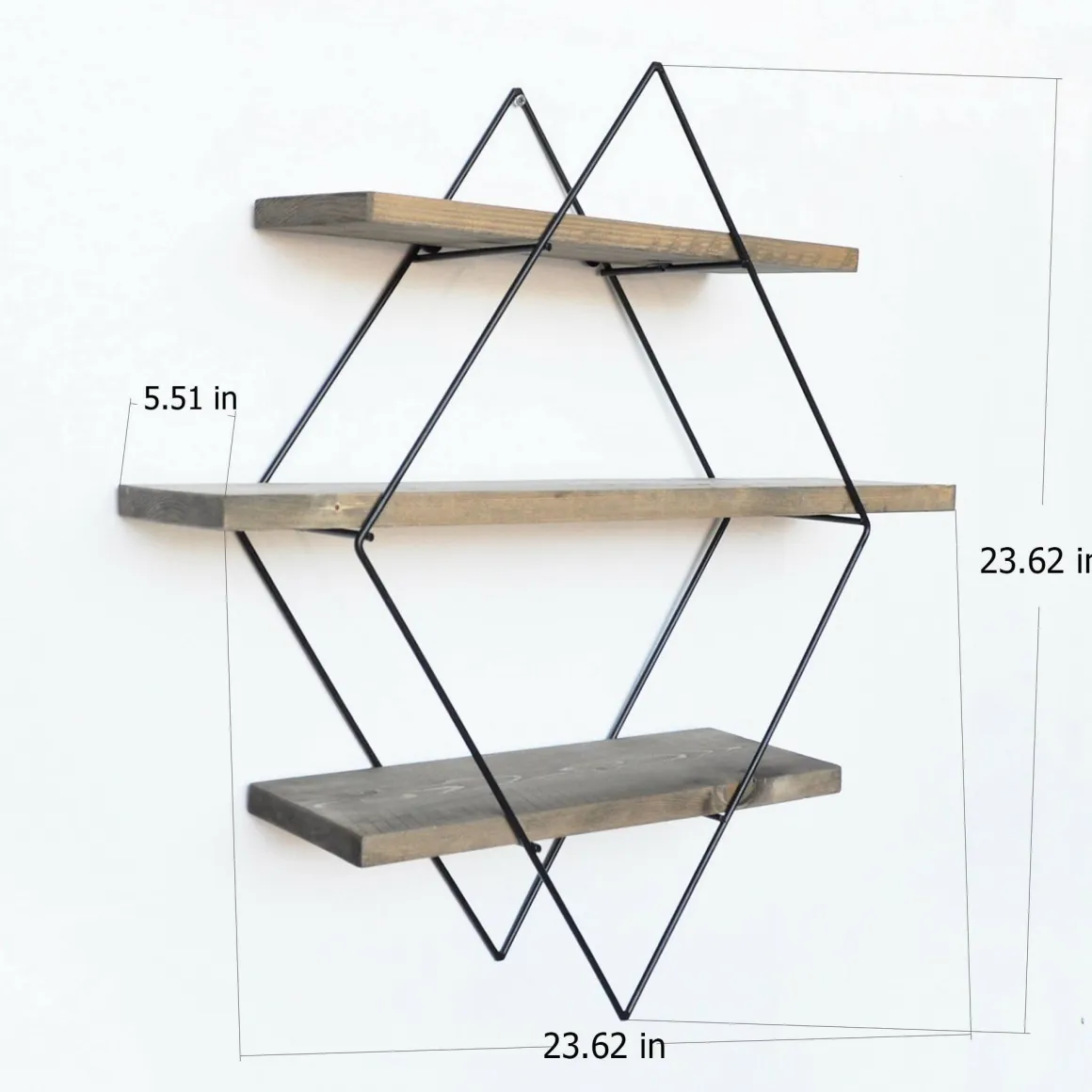 Mensola muro 14x60cm noce e nera - Rozasanina