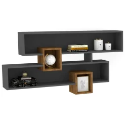 Mensole > Dmora Mensola Nero Antracite Marrone Rovere 8 Ripiani Colore Struttura Marrone 54x20x108h cm, Sfumatura Colore Struttura Antracite - Cupello Marrone Rovere, Nero Antracite