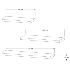Mensola Nero Antracite 3 Ripiani set da 3 Mensole 30x2x14h cm, Sfumatura Colore Struttura Antracite - Roscigno