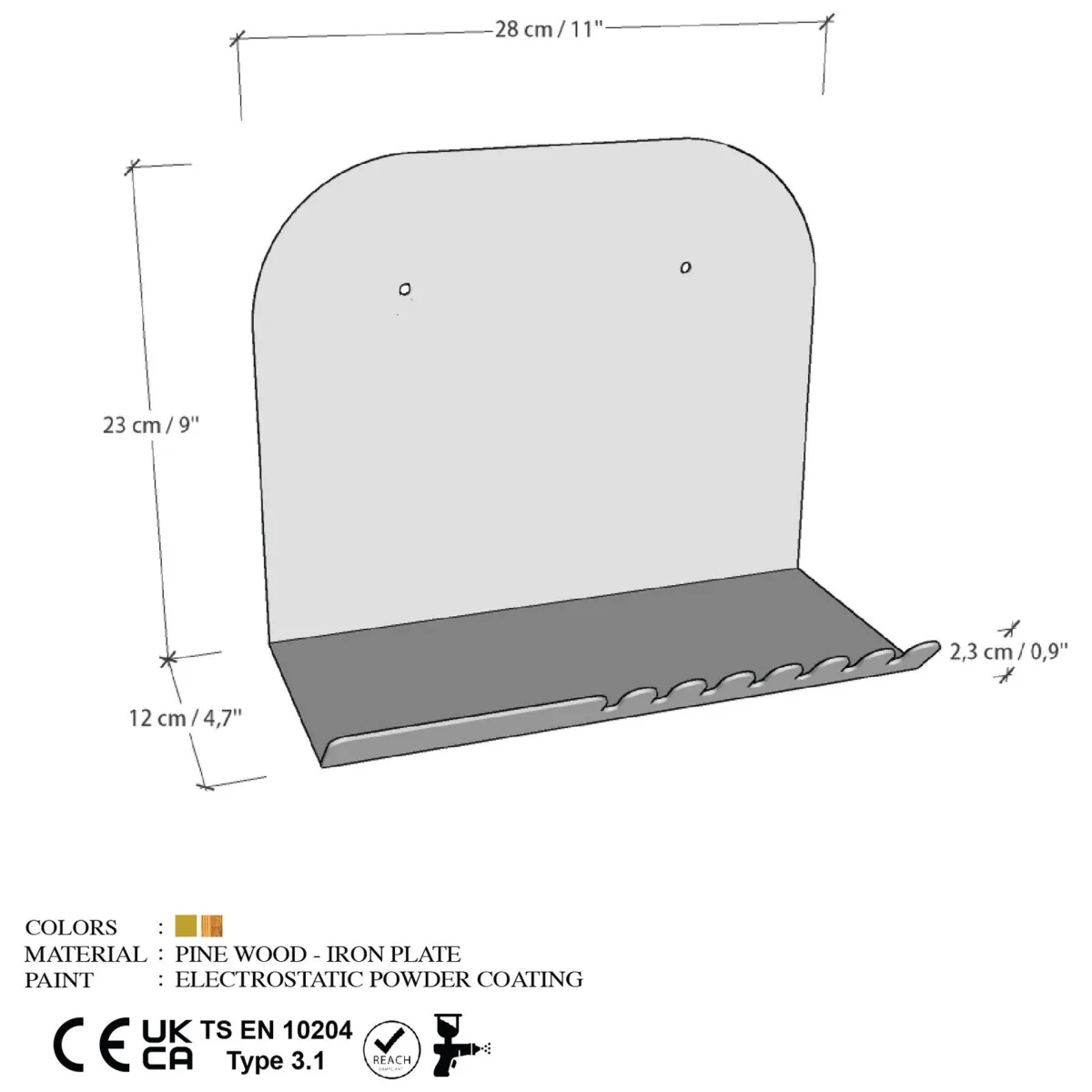 Mensole > Dmora Mensola un Ripiano 28x12x23h cm, - Ugento Nero