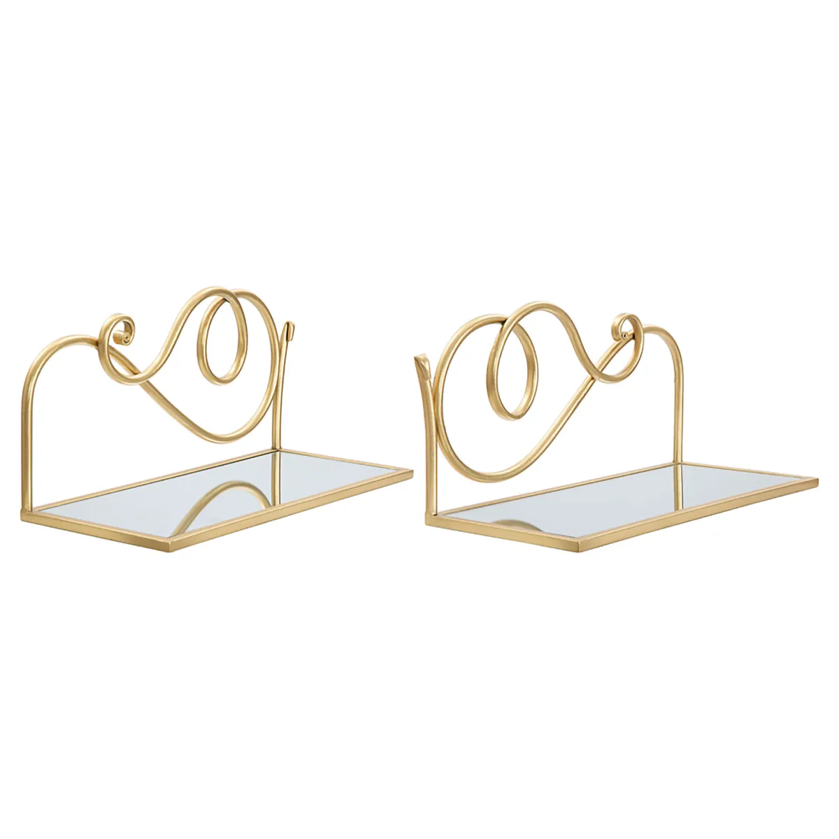 Mensole > Dmora Mensola oro Trasparente 2 Ripiani Materiale Struttura in Vetro 42x18x21h cm, Colore Struttura Trasparente - Telavi Trasparente, Oro