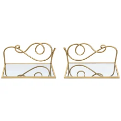 Mensole > Dmora Mensola oro Trasparente 2 Ripiani Materiale Struttura in Vetro 42x18x21h cm, Colore Struttura Trasparente - Telavi Trasparente, Oro