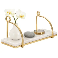 Mensole > Dmora Mensola Paci, 40x16 h18 cm, Bianco e Oro Oro, Bianco