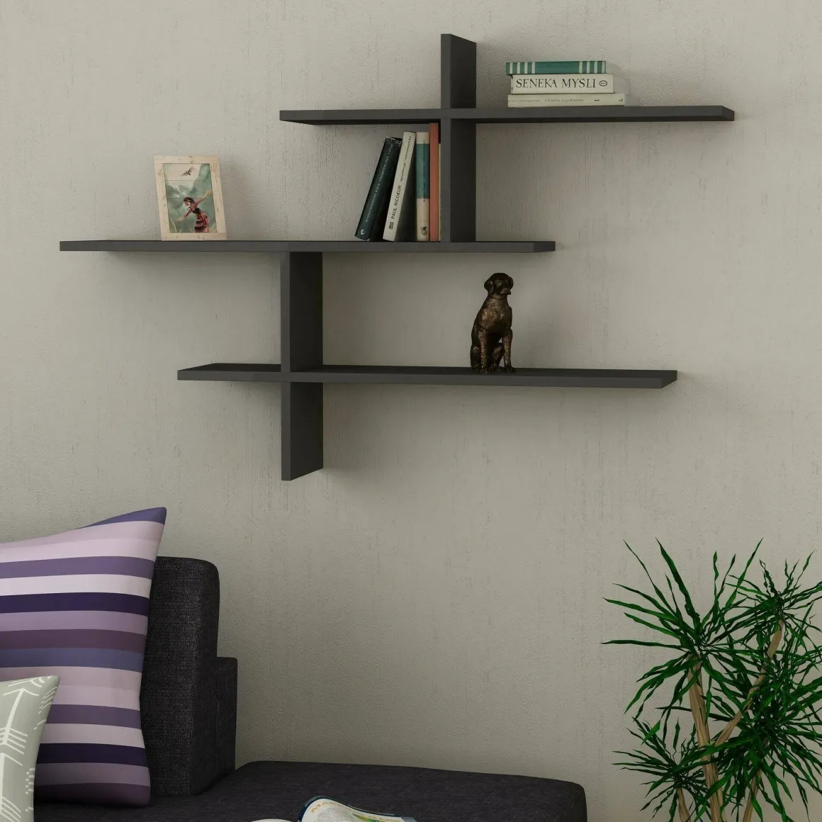 Mensola parete design 22x123cm antracite - Antani