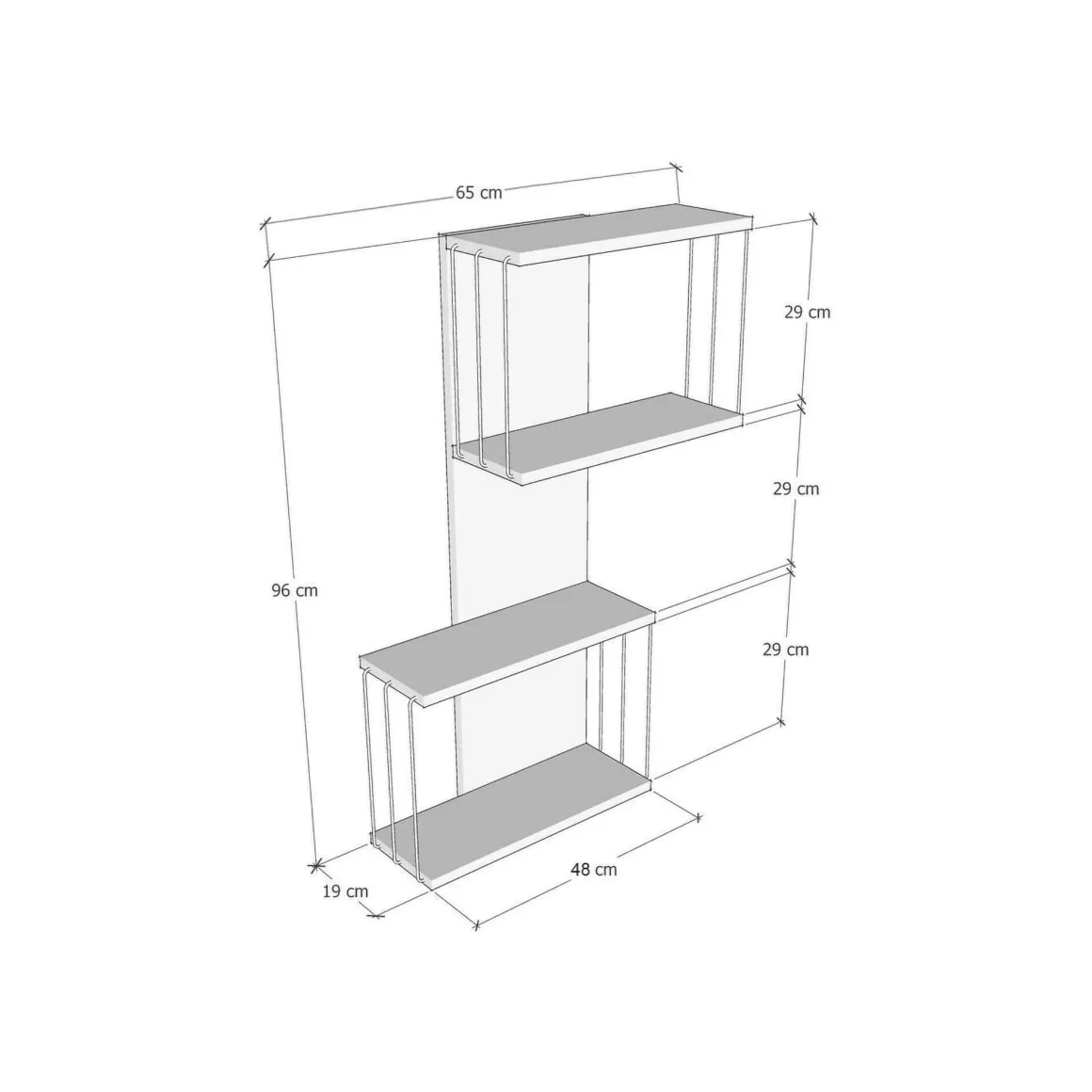 Mensola parete 19x65cm antracite e rovere - Gerolama