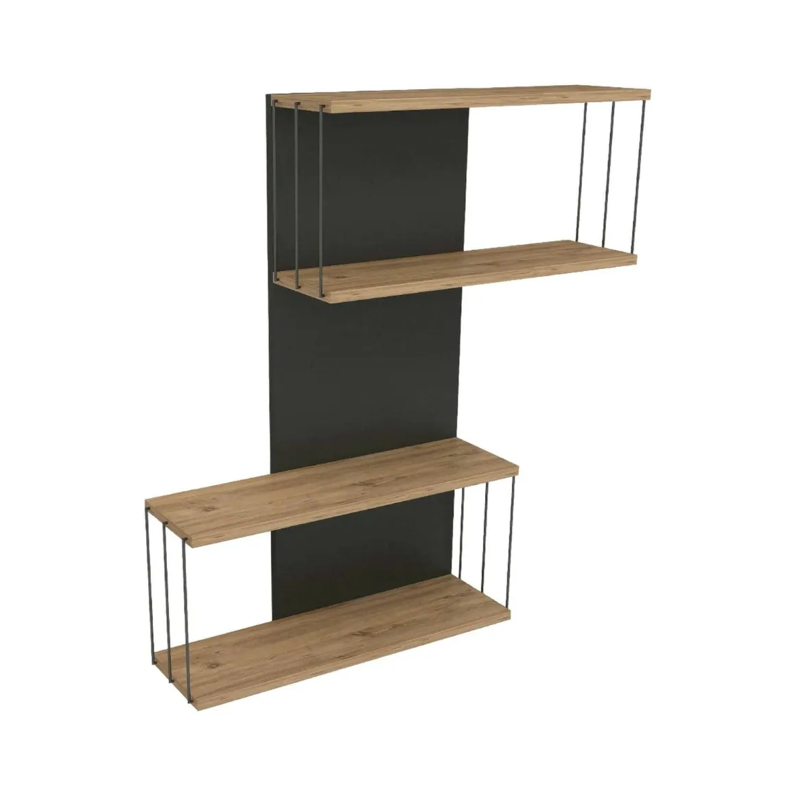 Mensola parete 19x65cm antracite e rovere - Gerolama