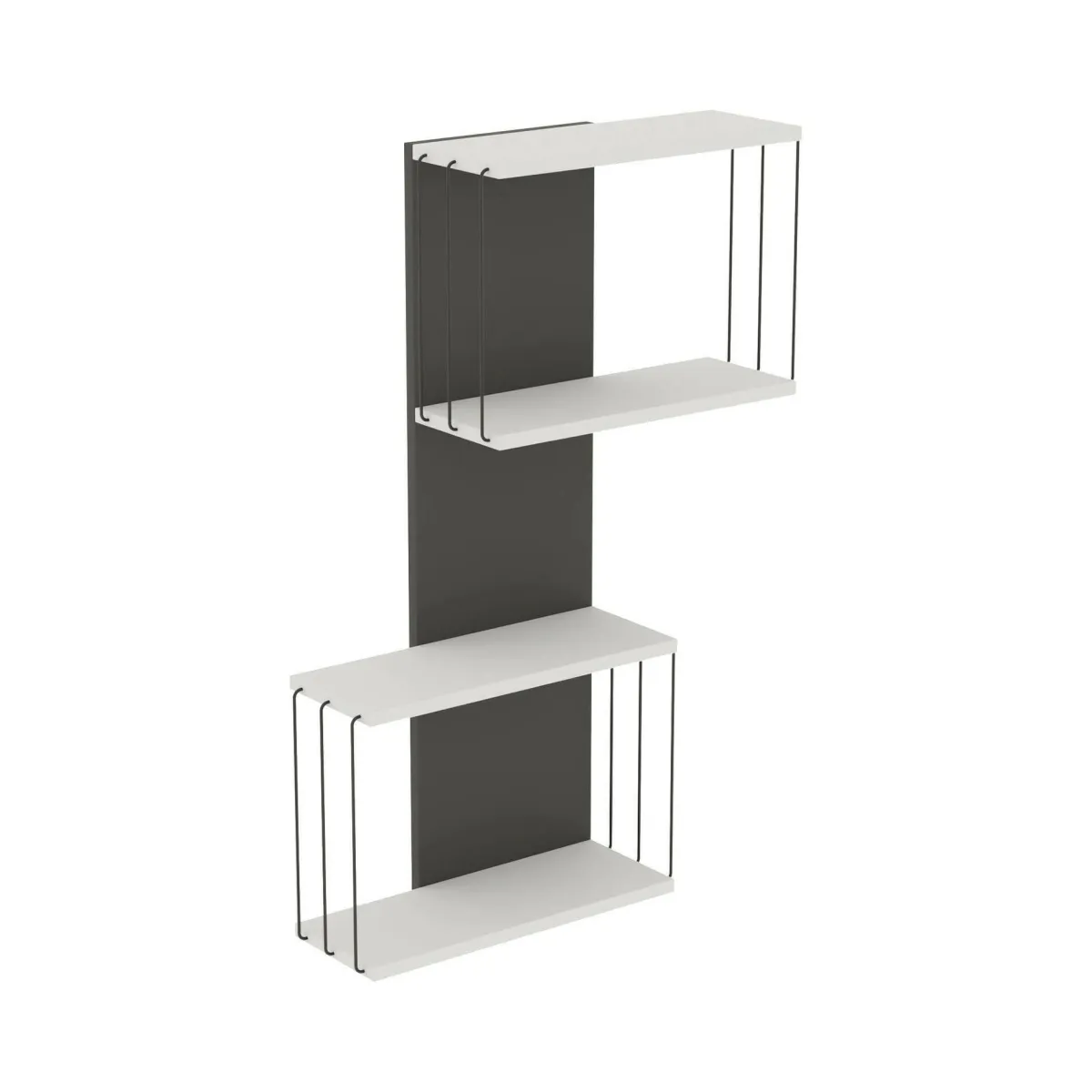 Mensole > Dmora Mensola parete 19x65cm bianca e antracite - Gerolama Nero, Bianco Antracite