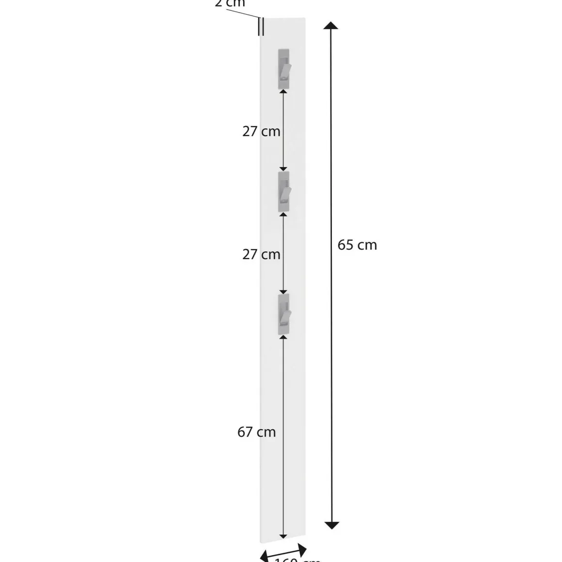 Attaccapanni > Dmora Mensola porta abiti 63x14h cm 5 posti quercia - Beryl Nero Antracite, Marrone Quercia