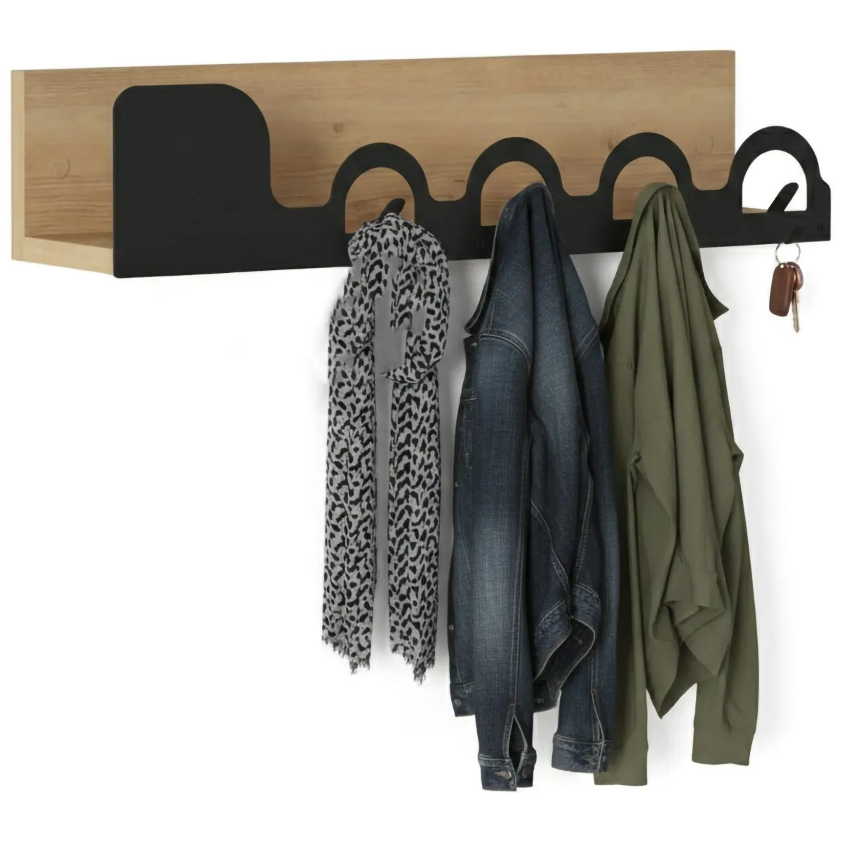Attaccapanni > Dmora Mensola porta abiti 63x14h cm 5 posti quercia - Beryl Nero Antracite, Marrone Quercia