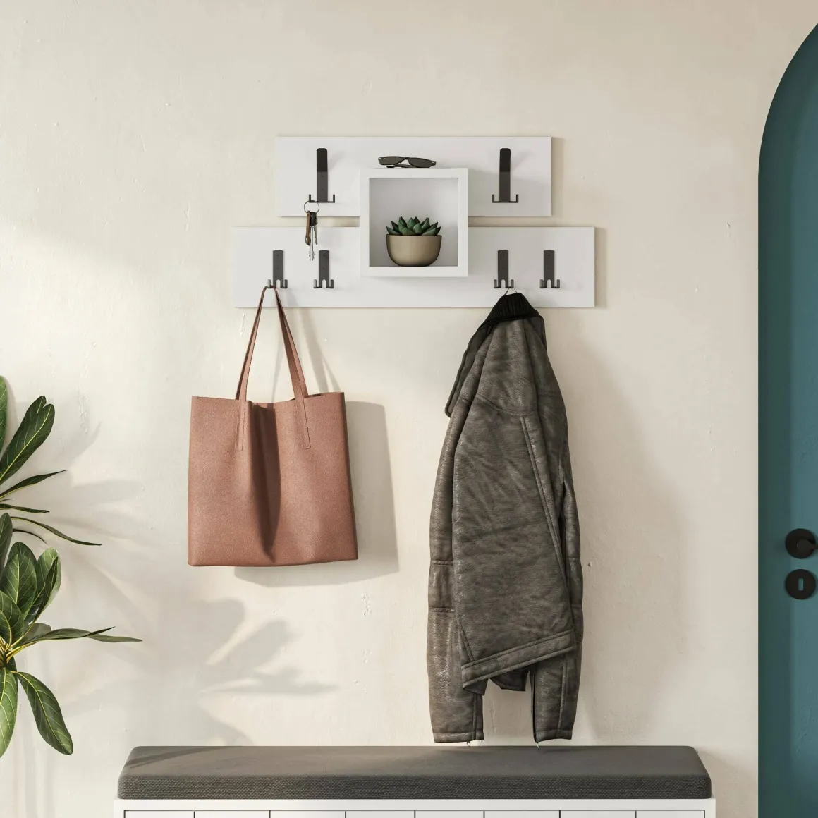 Mensola porta abiti 68x32h cm 6 posti bianco - Jimena