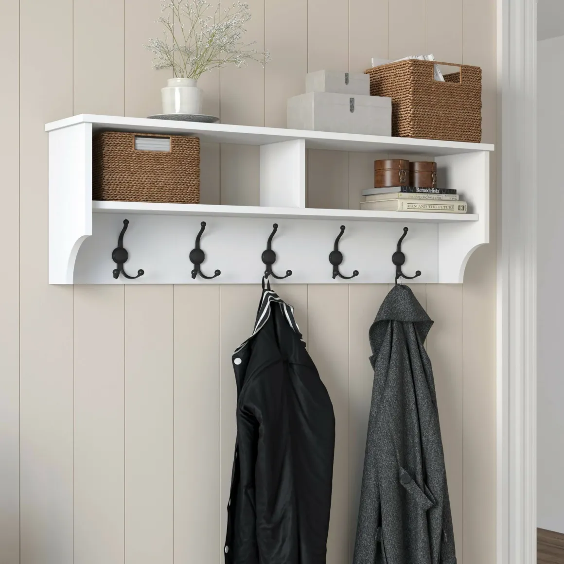 Mobile appendiabiti 120x37h cm 5 posti bianco - Egay