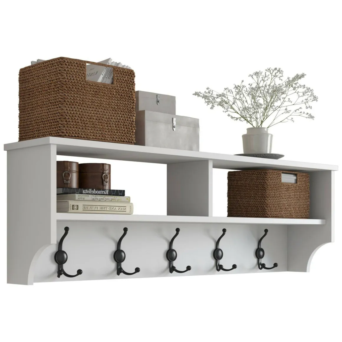 Mobile appendiabiti 120x37h cm 5 posti bianco - Egay