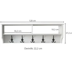 Mobile appendiabiti 120x37h cm 5 posti bianco - Egay