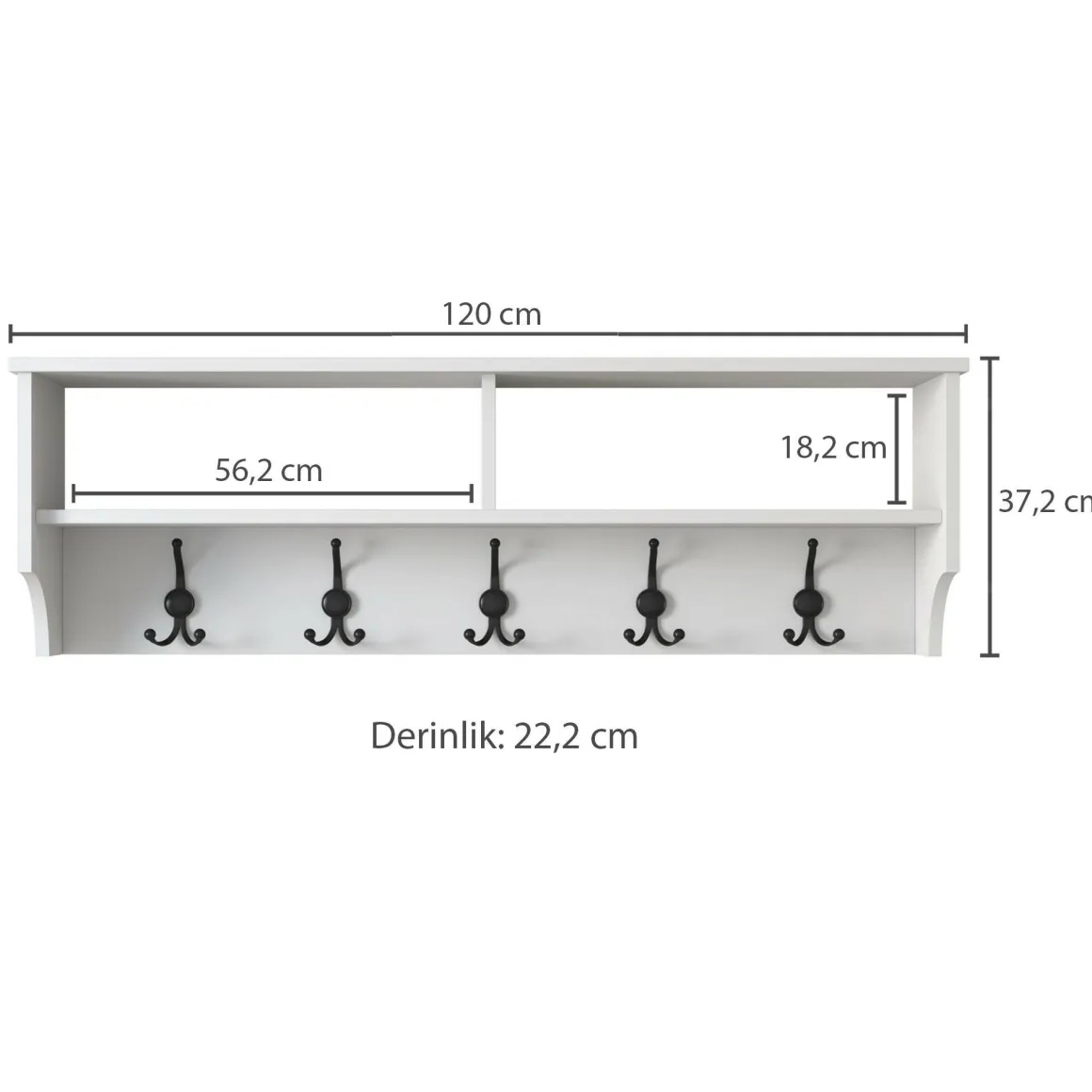 Mobile appendiabiti 120x37h cm 5 posti bianco - Egay