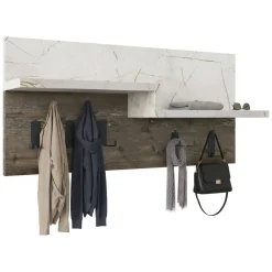 Attaccapanni > Dmora Mobile appendiabiti 65x31h cm 5 posti marrone e marmo - Kilo Bianco, Marrone Marmo