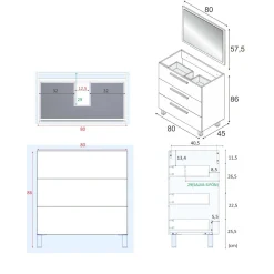 Bagno|Mobili Sottolavabo > Dmora Mobile bagno antigraffio 3 cassetti 80x86x45h cm quercia - Elleboro Marrone Quercia